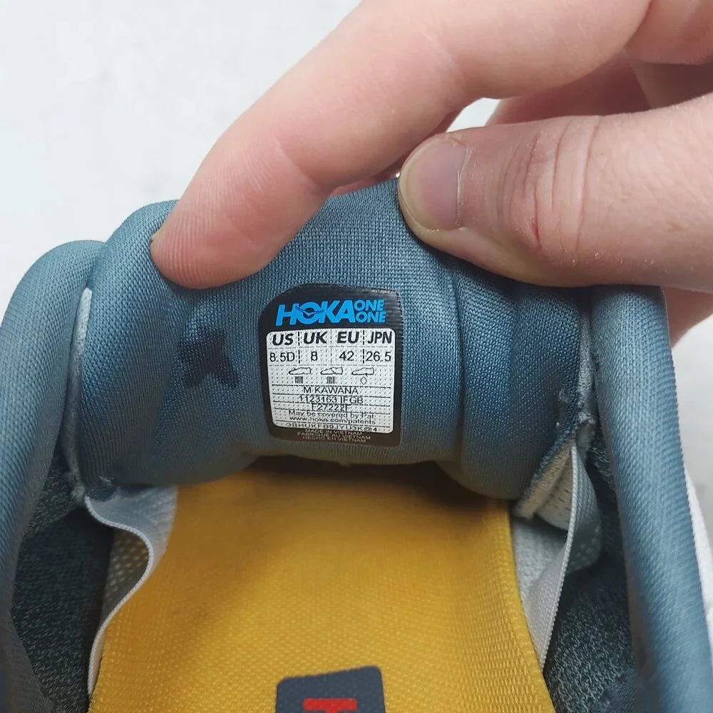 HOKA ONE ONE Blue Yellow Mens Kawana Sneaker - Picture 3 of 10